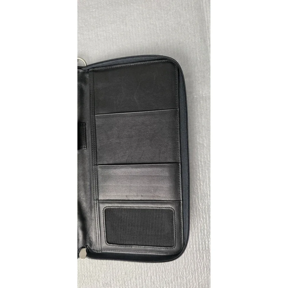Brookstone Travel Wallet Soft Black Nappa Leather For Passport Air Tickets Cards
